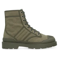 Military Green Lace-Up Ankle Boots