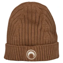 Moon Logo Knit Beanie in Camel