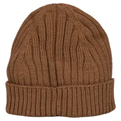 Moon Logo Knit Beanie in Camel