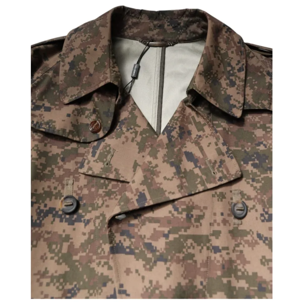Multicolor Camouflage Trenchcoat Jacket