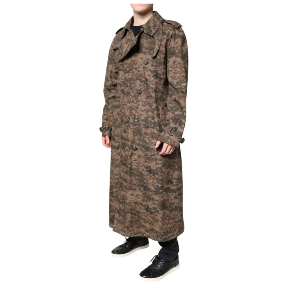 Multicolor Camouflage Trenchcoat Jacket