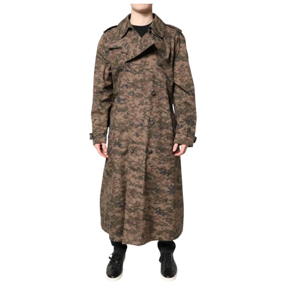 Multicolor Camouflage Trenchcoat Jacket