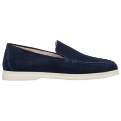 Navy Blue Velour Loafers