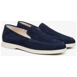 Navy Blue Velour Loafers
