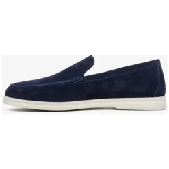 Navy Blue Velour Loafers