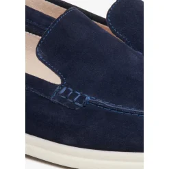 Navy Blue Velour Loafers