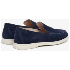 Navy Blue Velour Loafers