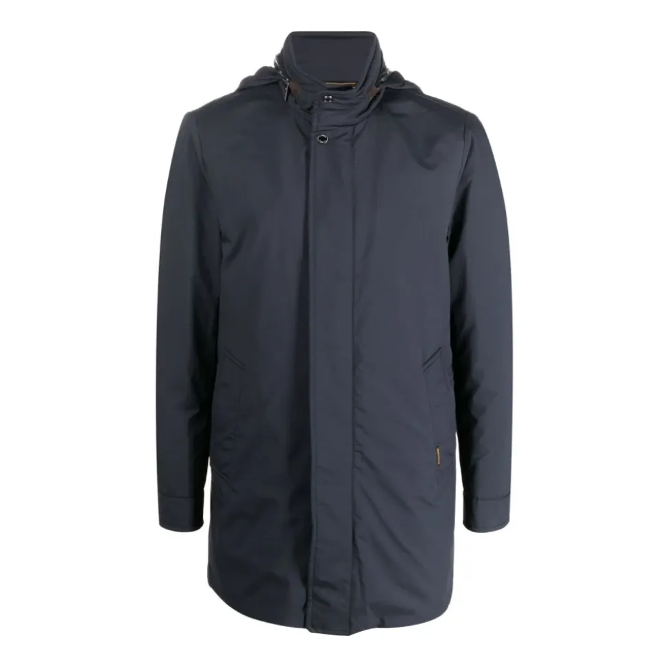 Navy Blue Wool Down Coat