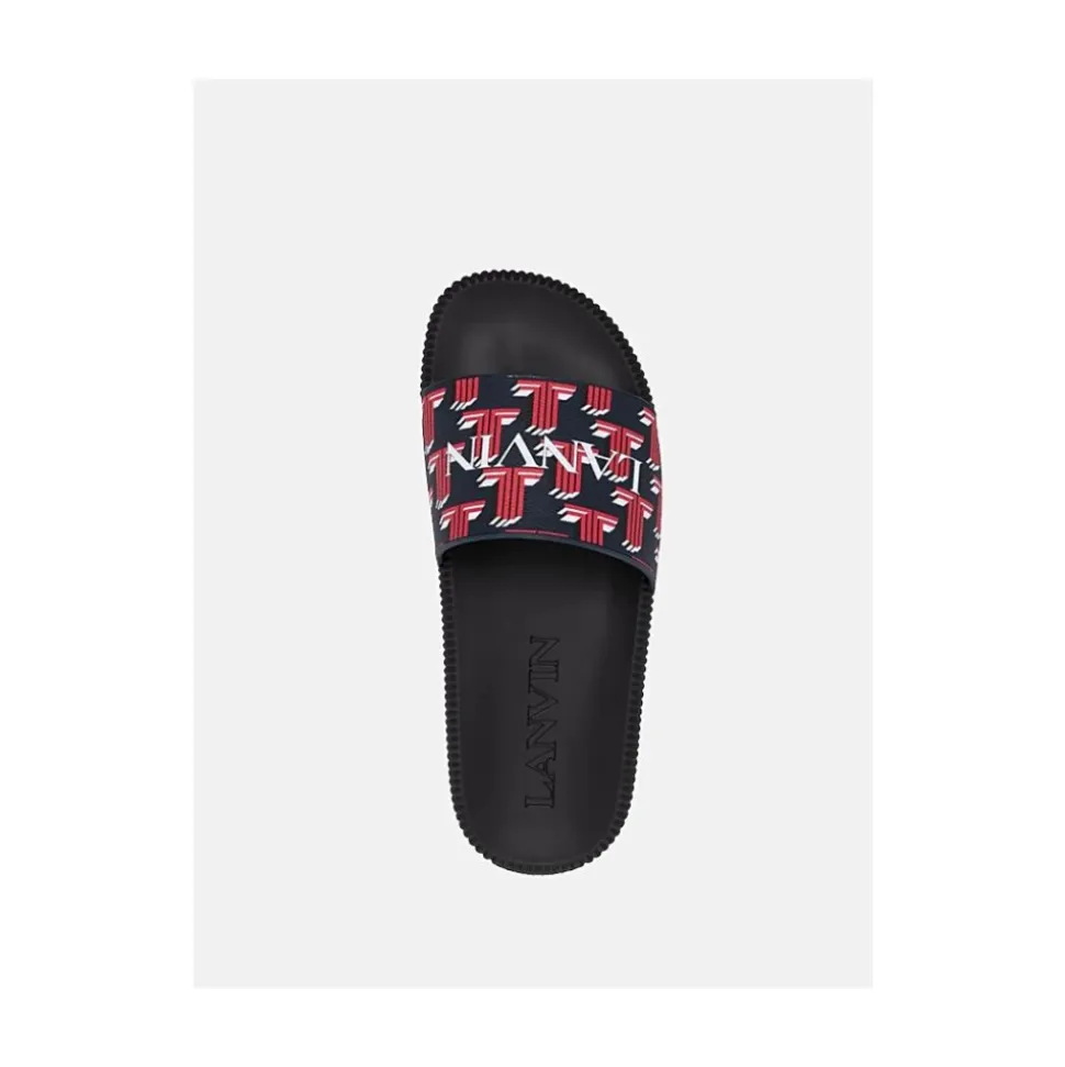 Open-toe Monogrammed Slides