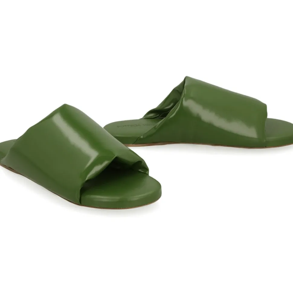 Padded Leather Mules Round Toeline