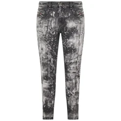 Paint Effect Skinny Fit Denim Pants