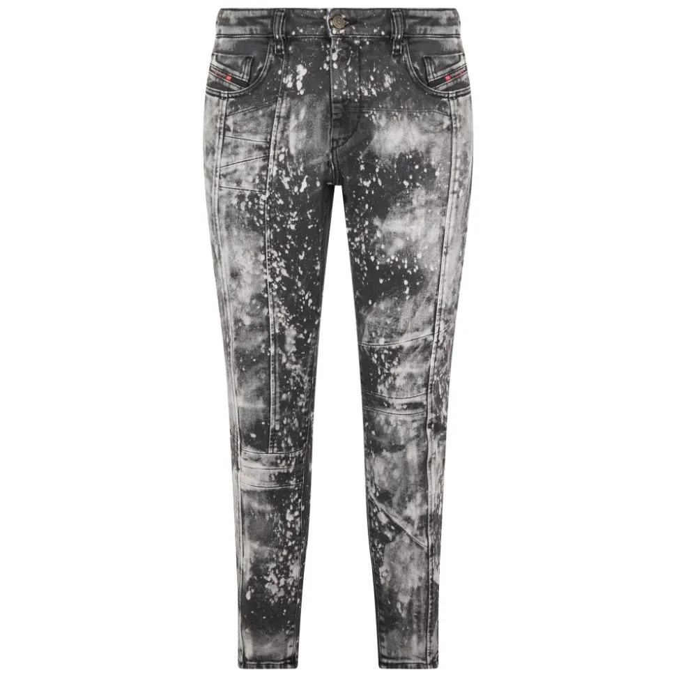 Paint Effect Skinny Fit Denim Pants
