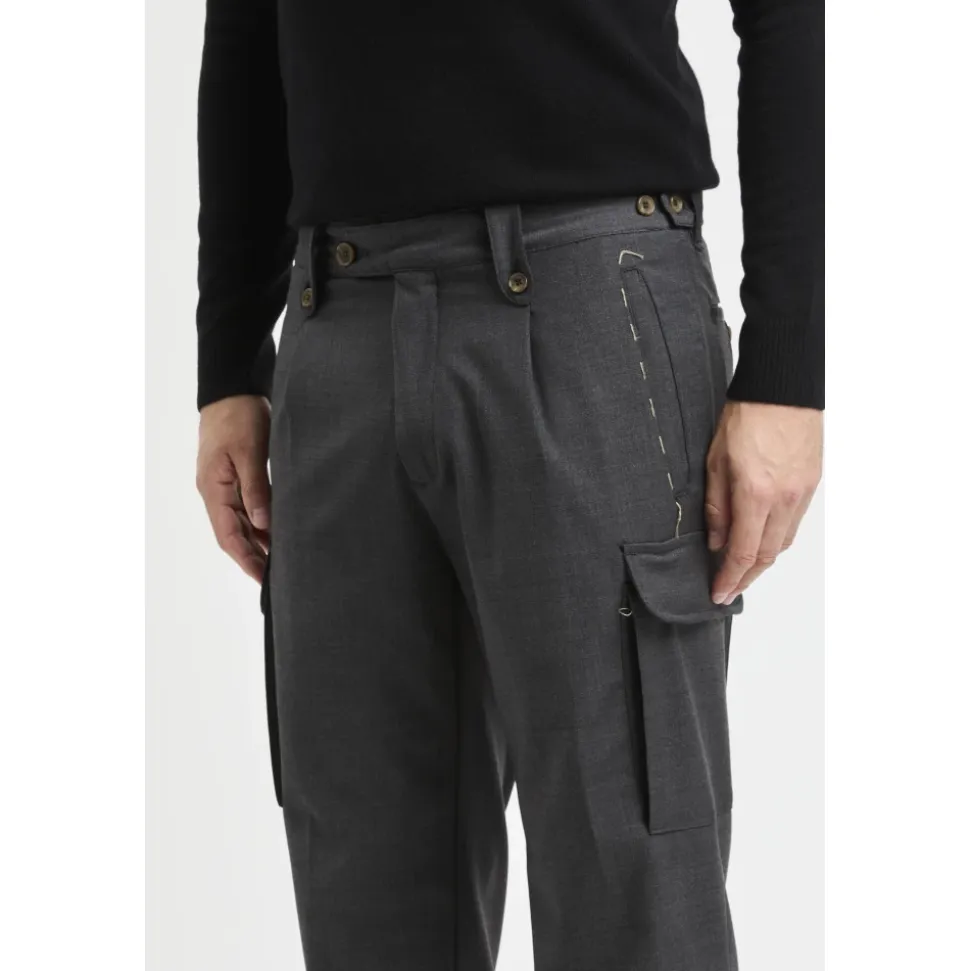 Pantalone cargo sartoriale in misto lana