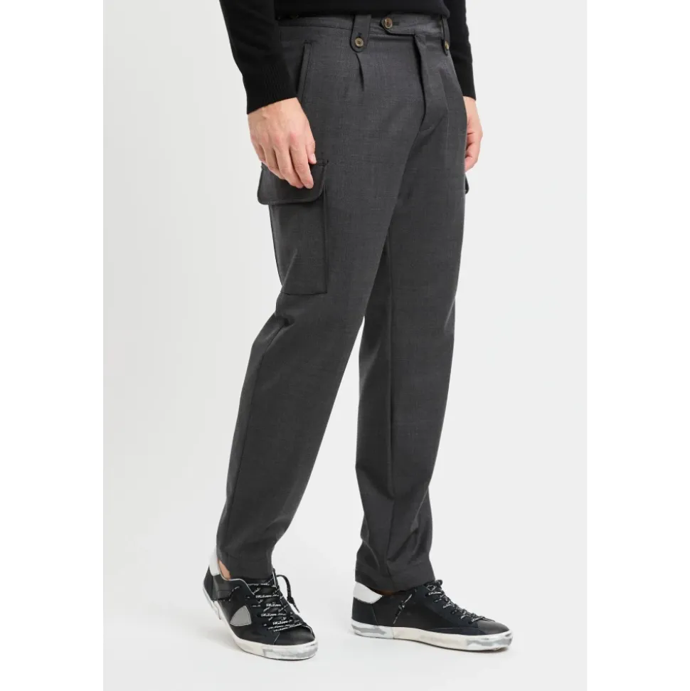 Pantalone cargo sartoriale in misto lana