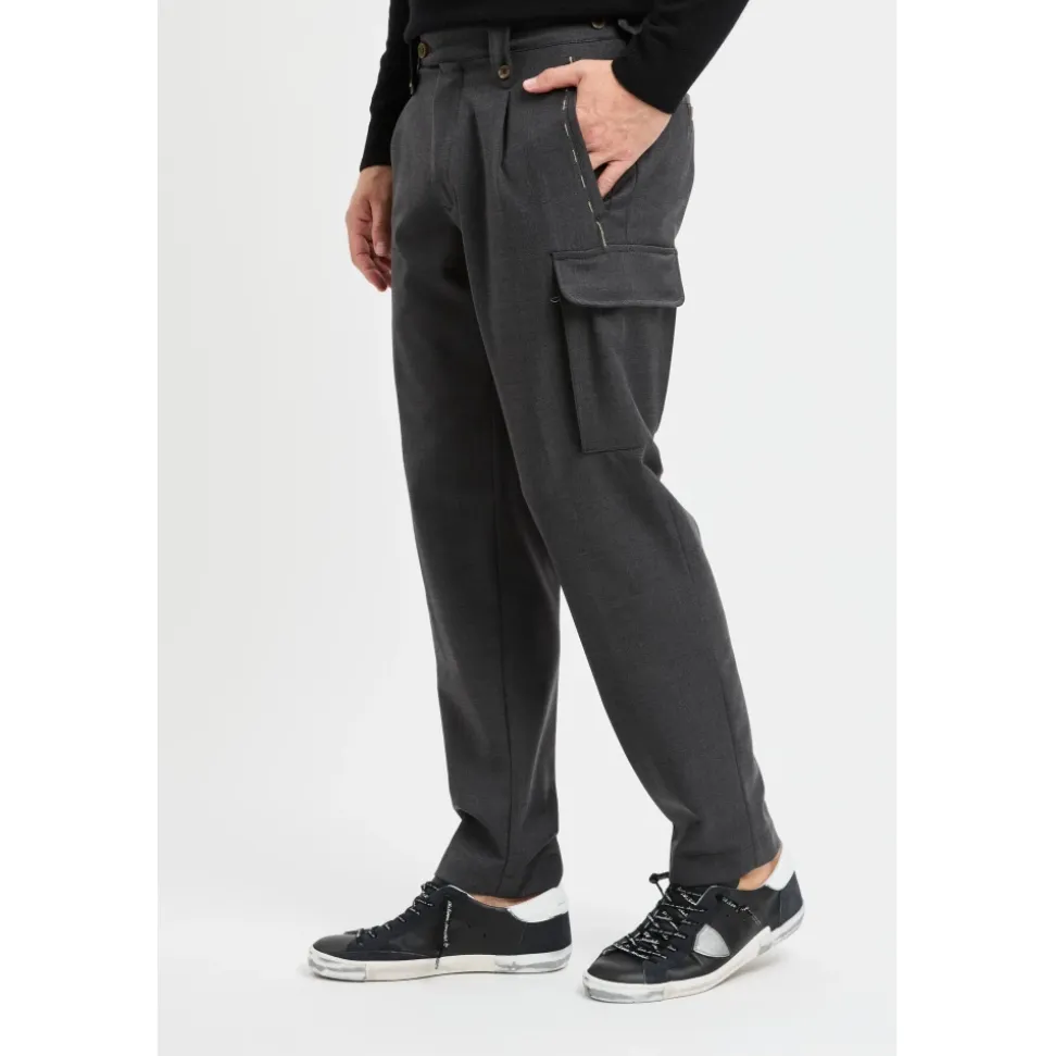 Pantalone cargo sartoriale in misto lana