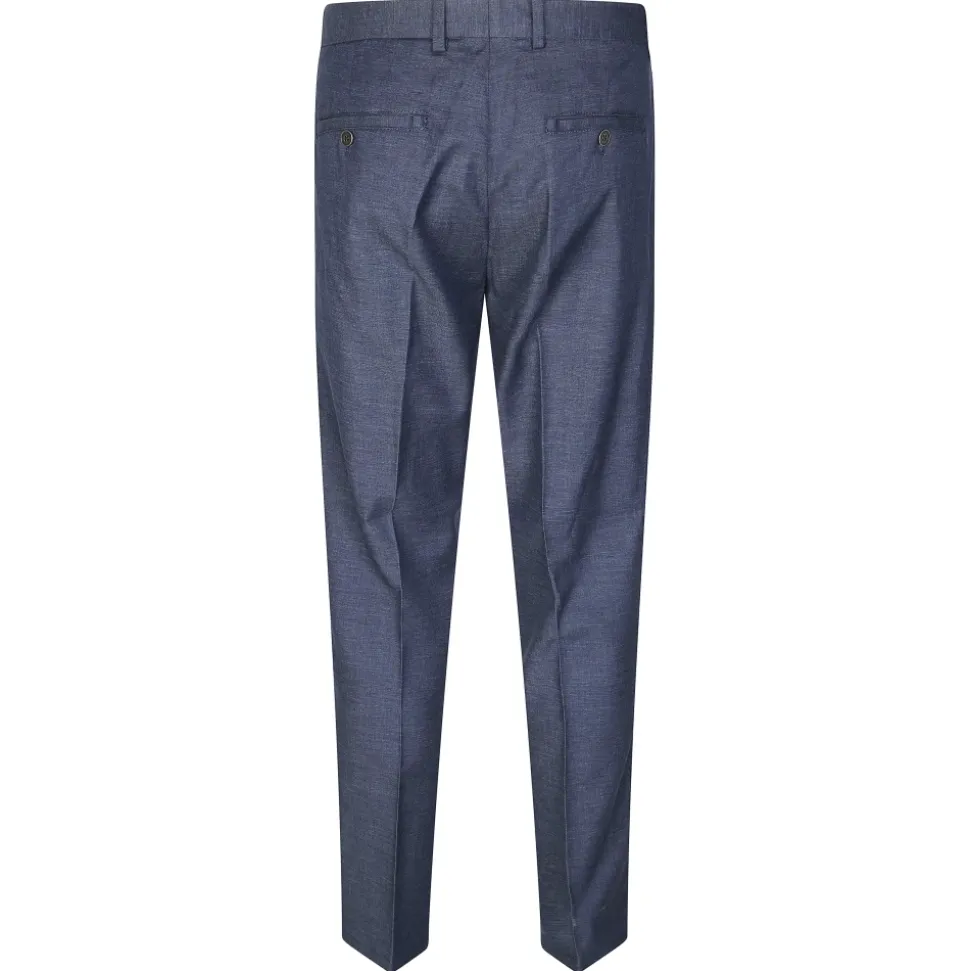 Pantalone 1 Pinces Lino Cotone Effetto Denim