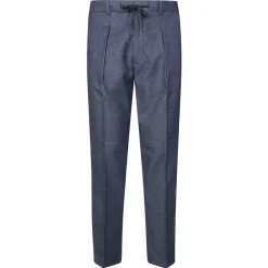 Pantalone 1 Pinces Lino Cotone Effetto Denim