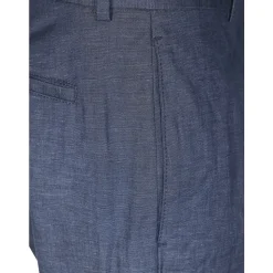 Pantalone 1 Pinces Lino Cotone Effetto Denim