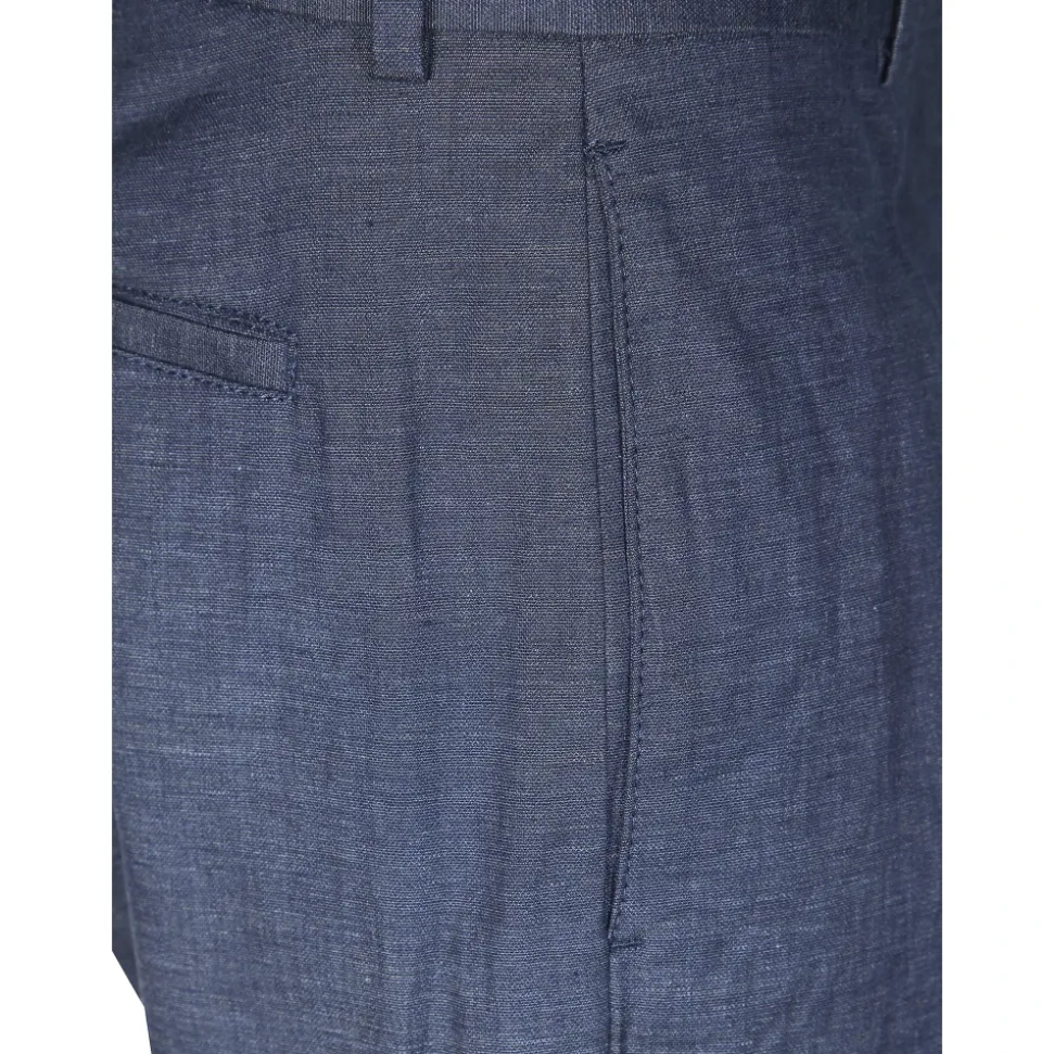 Pantalone 1 Pinces Lino Cotone Effetto Denim