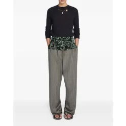 Pantaloni a vita alta ricamati