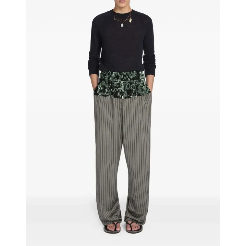 Pantaloni a vita alta ricamati