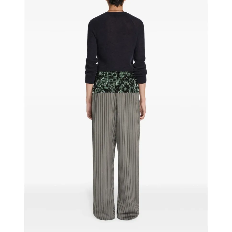 Pantaloni a vita alta ricamati