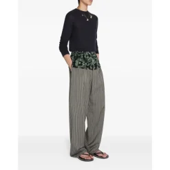 Pantaloni a vita alta ricamati