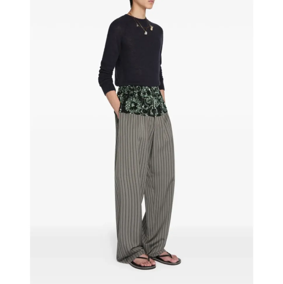 Pantaloni a vita alta ricamati