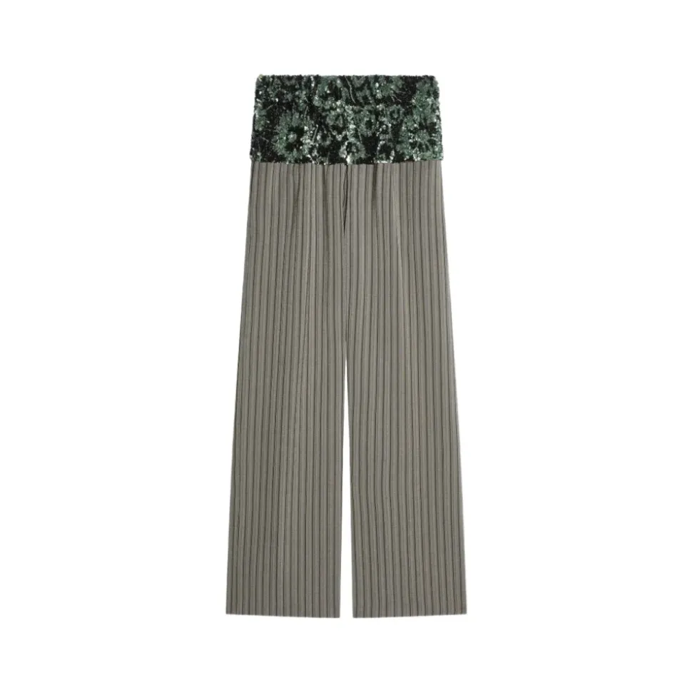 Pantaloni a vita alta ricamati