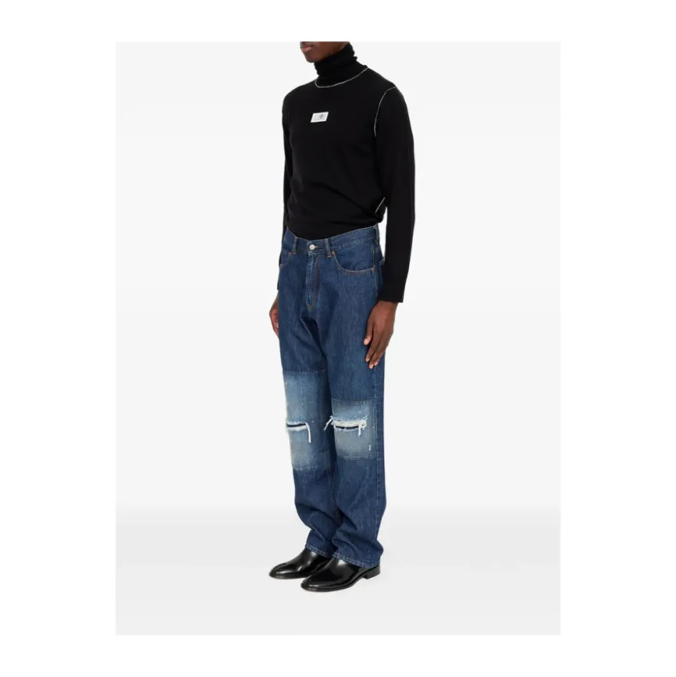 Patchwork Straight Jeans
