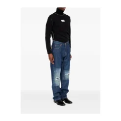 Patchwork Straight Jeans