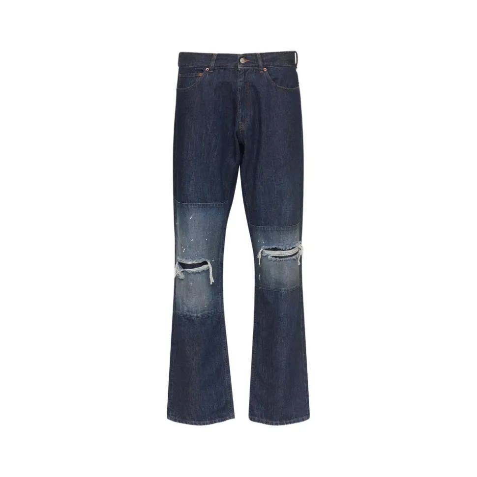 Patchwork Straight Jeans