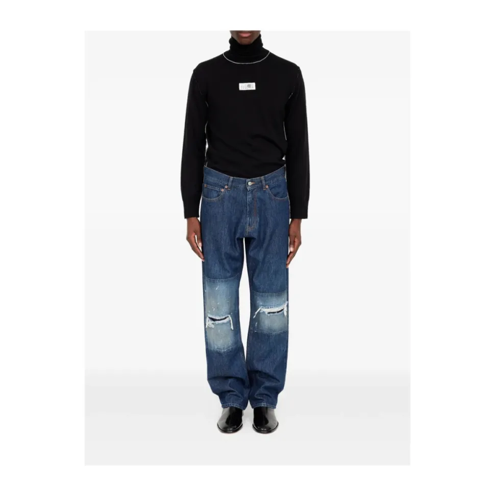 Patchwork Straight Jeans
