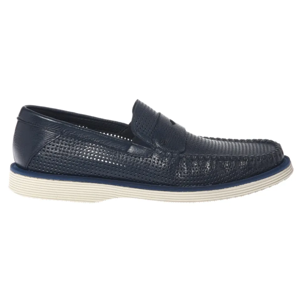 Perforated Tumbled Leather Loafer