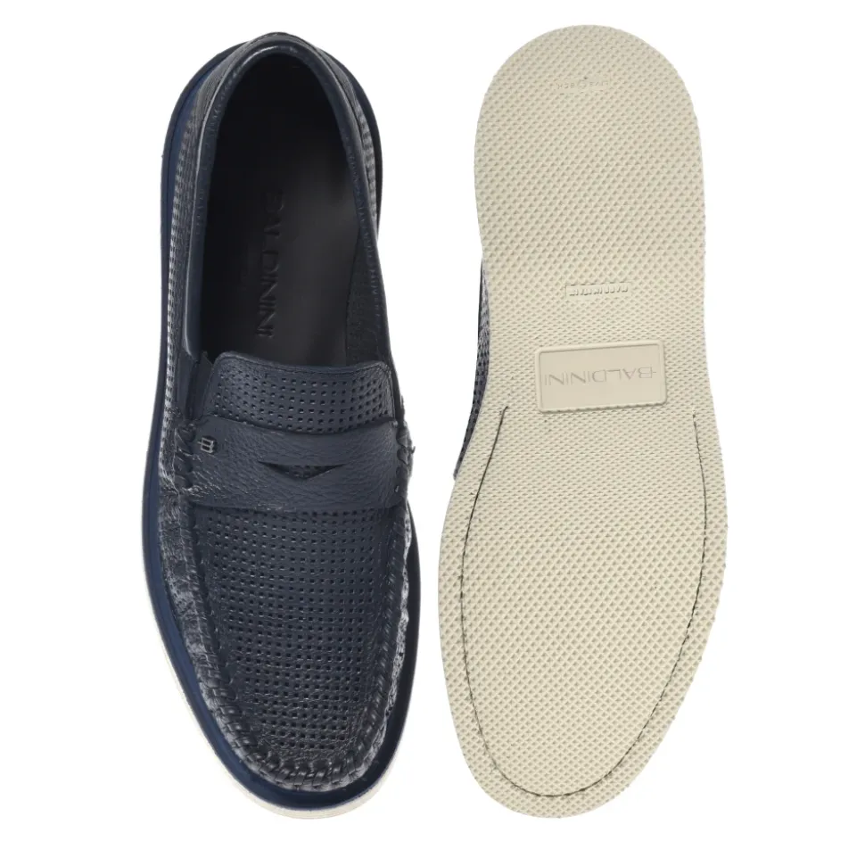 Perforated Tumbled Leather Loafer