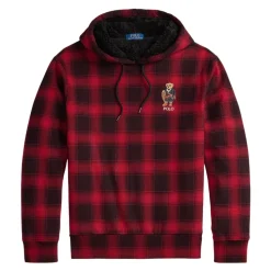 Plaid Polo Bear Long Sleeve Fleece Hoodie