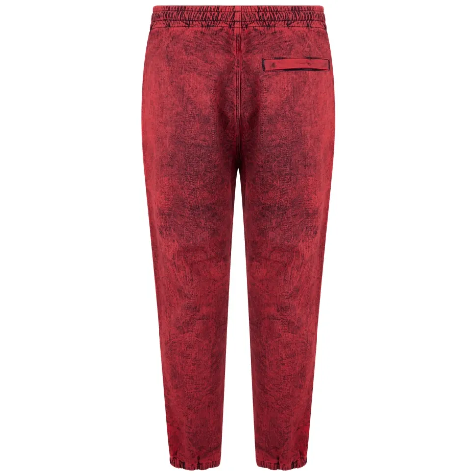 Red denim jeans with modern design