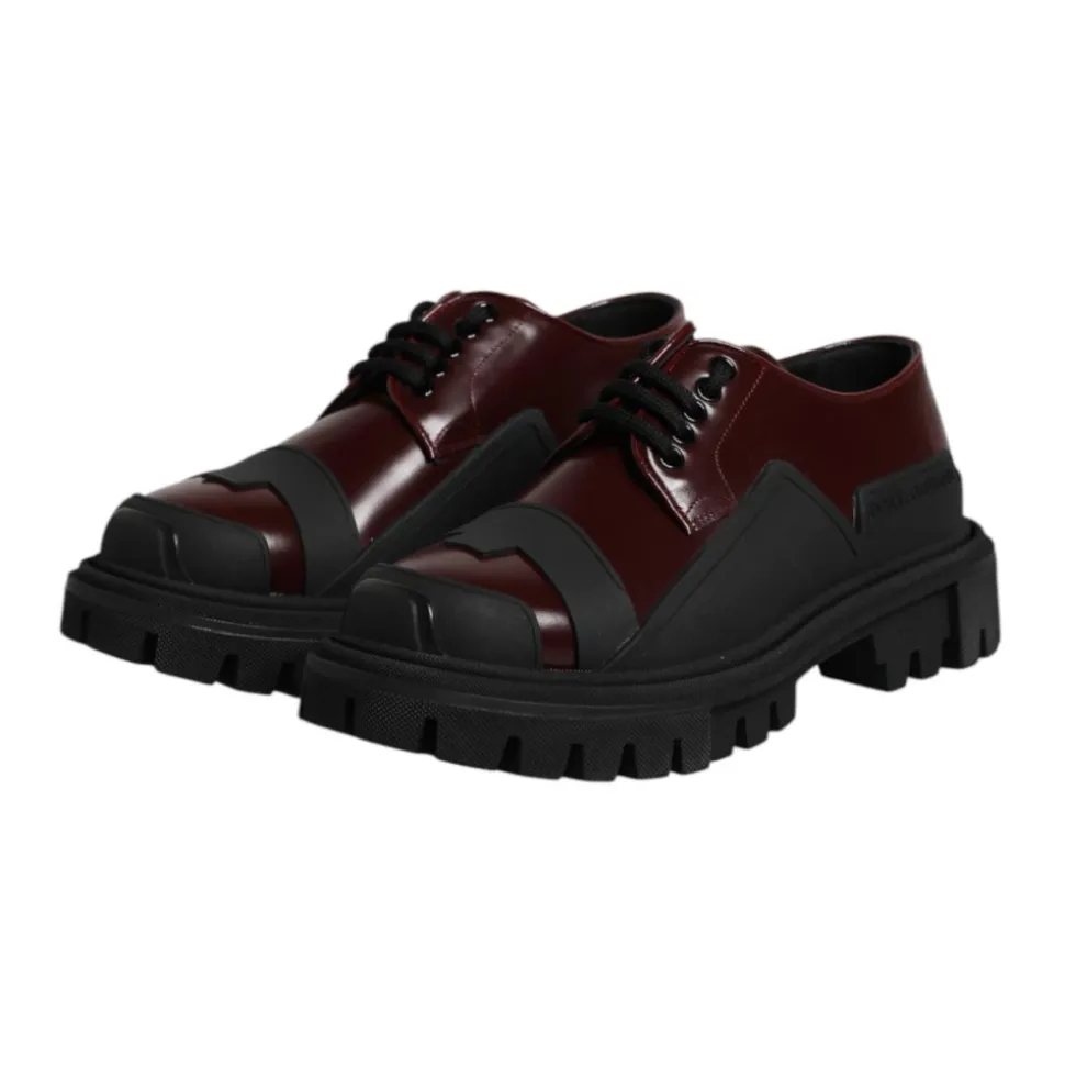 Red Leather Lace Up Dress Shoes
