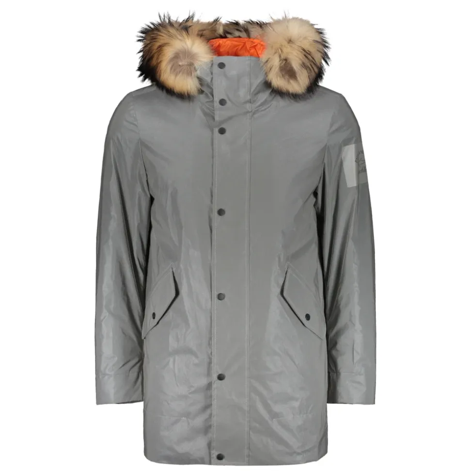 Reflective Hooded Parka with Bear Fur