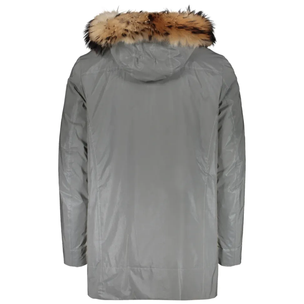 Reflective Hooded Parka with Bear Fur