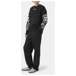 Regular fit black crewneck sweatshirt with Bear print and logo embroidery