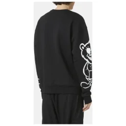 Regular fit black crewneck sweatshirt with Bear print and logo embroidery