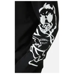 Regular fit black crewneck sweatshirt with Bear print and logo embroidery