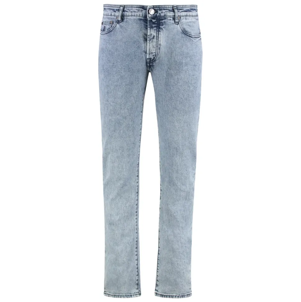 Regular Fit Jeans with Leather Logo