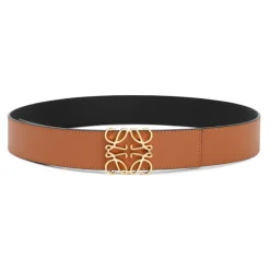 Reversible Anagram Belt in Tan Black Gold