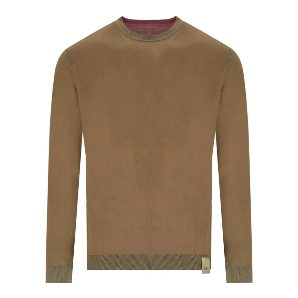 Reversible Crewneck Sweater Pink Brown