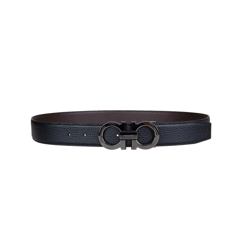 Reversible Gancini Leather Belt