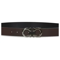 Reversible Leather Belt with Gancini Buckle