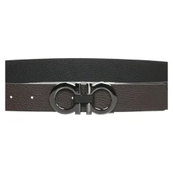 Reversible Leather Belt with Gancini Buckle