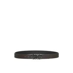 Reversible Leather Belt with Gancini Buckle